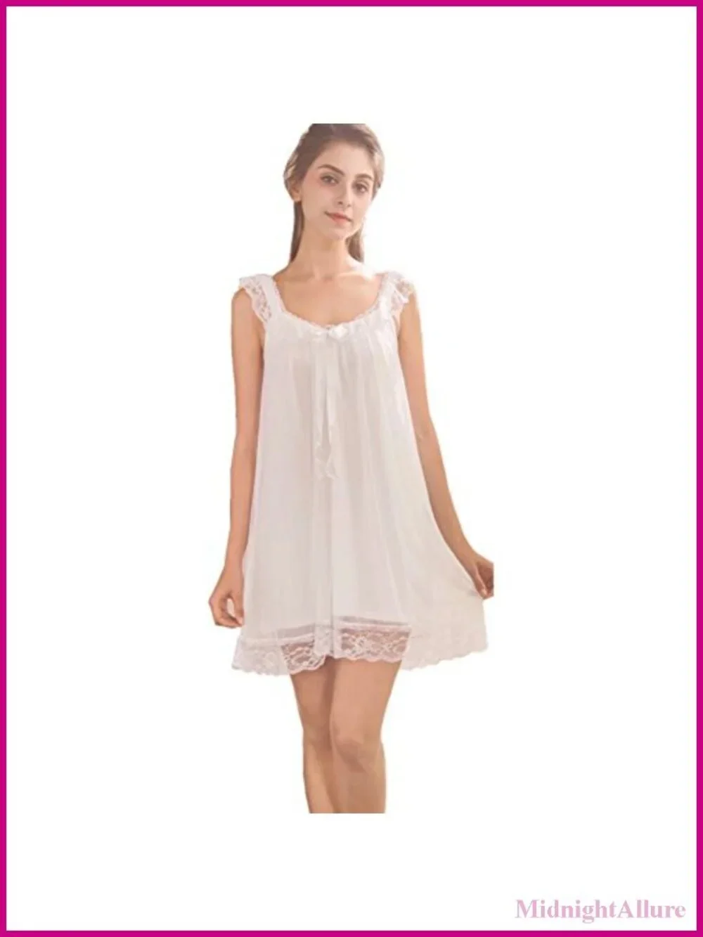 Women's Sleeveless Victorian Lace Nightgown Cotton Modal Sleep Dress